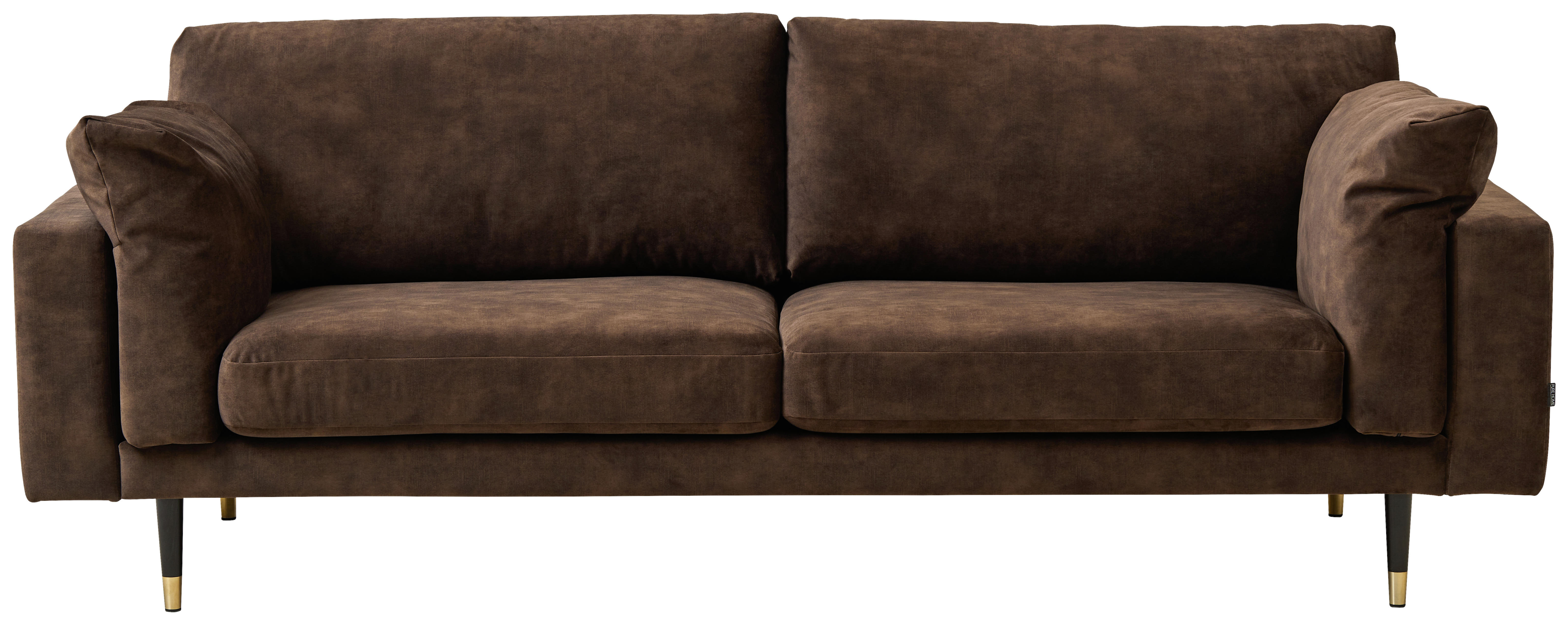 SOFFA i trä, textil mörkbrun  - mörkbrun/guldfärgad, Design, metall/trä (227/80/90cm) - Pure Home Comfort