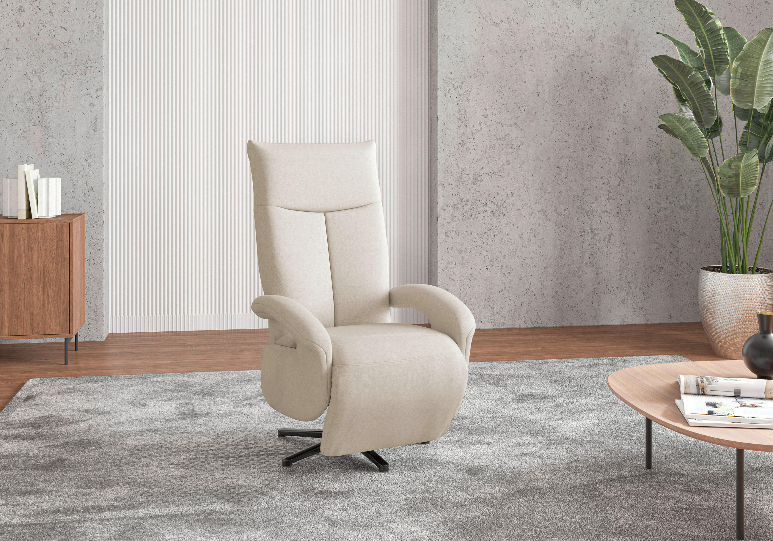 SESSEL in Flachgewebe Creme  - Creme/Schwarz, KONVENTIONELL, Textil/Metall (74/112/82cm) - Sit & More