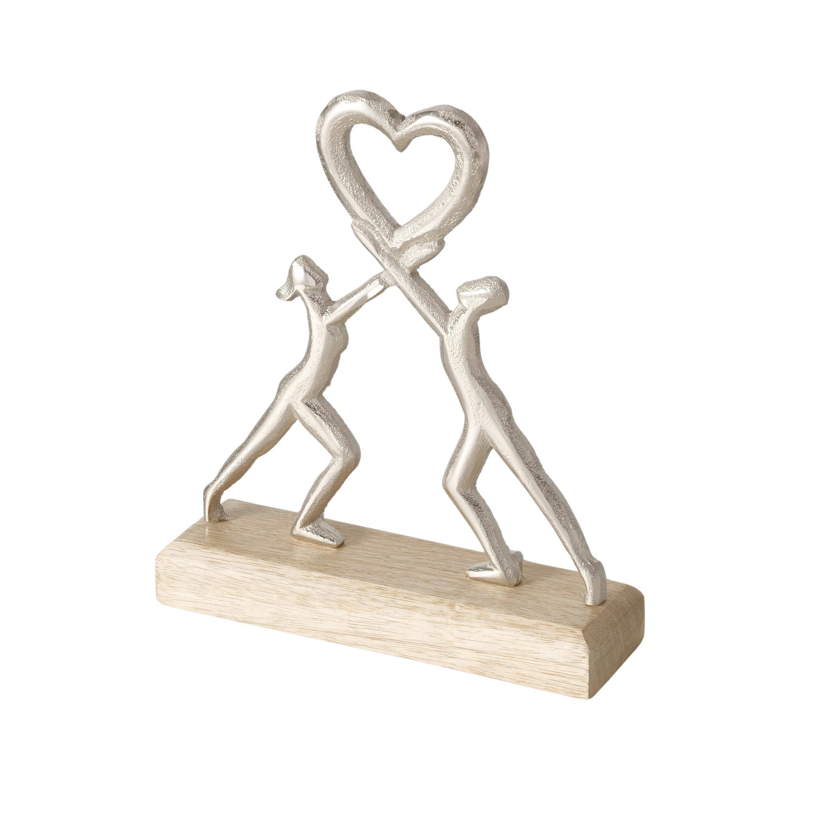 SZOBOR - natúr színű/ezüstszínű, Design, fa/fém (18/5/20cm)