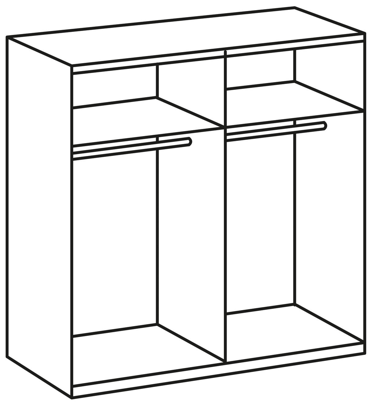SCHWEBETÜRENSCHRANK in Graphitfarben, Schwarz  - Schwarz/Graphitfarben, Design, Glas/Holzwerkstoff (180/208/65cm) - Carryhome
