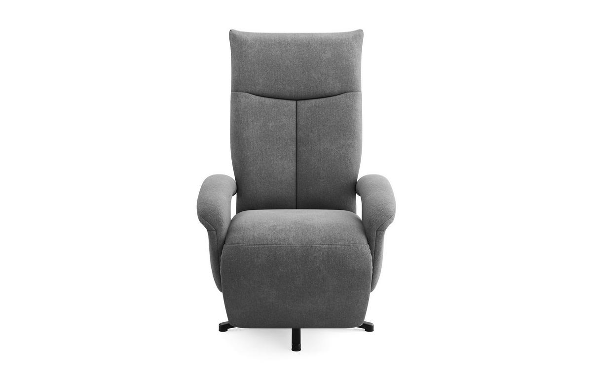 RELAXSESSEL Mikrofaser Kopfteilverstellung, Rücken echt    - Dunkelgrau/Schwarz, MODERN, Textil/Metall (74/112/82cm) - Sit & More