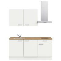 KÜCHENLEERBLOCK 180 cm   in Weiß, Eichefarben  - Edelstahlfarben/Eichefarben, MODERN, Holzwerkstoff/Metall (180cm) - Nobilia