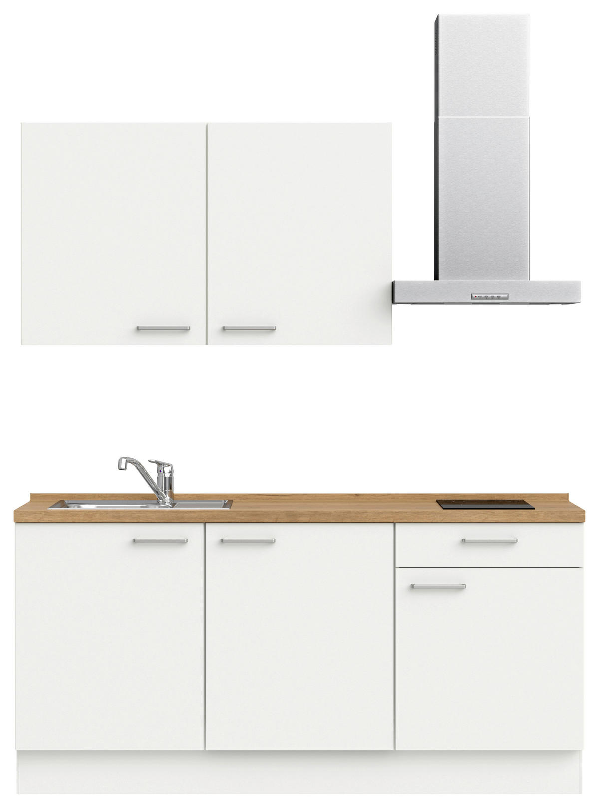 KÜCHENLEERBLOCK 180 cm   in Weiß, Eichefarben  - Edelstahlfarben/Eichefarben, MODERN, Holzwerkstoff/Metall (180cm) - Nobilia