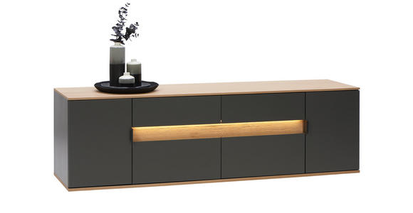 LOWBOARD CREMONA  in 185,6/56,6/48 cm  - Eichefarben/Anthrazit, Design, Holzwerkstoff/Metall (185,6/56,6/48cm) - Dieter Knoll