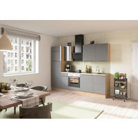KÜCHENLEERBLOCK 270 cm   in Anthrazit, Eichefarben  - Edelstahlfarben/Eichefarben, Basics, Holzwerkstoff/Metall (270cm) - Optifit
