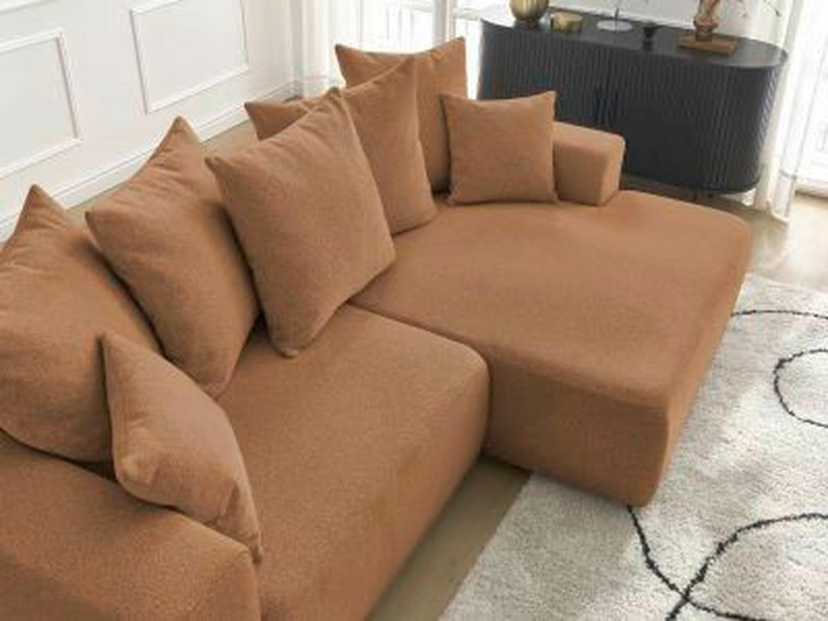 ECKSOFA Ottomane rechts  ATILLA Orange Flachgewebe  - Schwarz/Orange, MODERN, Kunststoff/Textil (244/149cm)