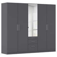 DREHTÜRENSCHRANK 226/197/54 cm,  in Grau, 5-türig  - Alufarben/Grau, KONVENTIONELL, Glas/Holzwerkstoff (226/197/54cm) - home24