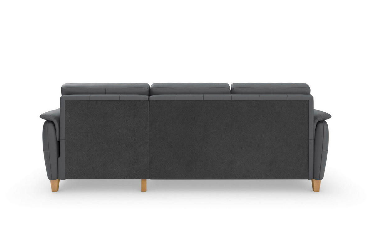 ROHOVÁ SEDAČKA, koža, čierna - čierna/farba duba, Basics, koža/drevo (244/163cm) - Sit & More