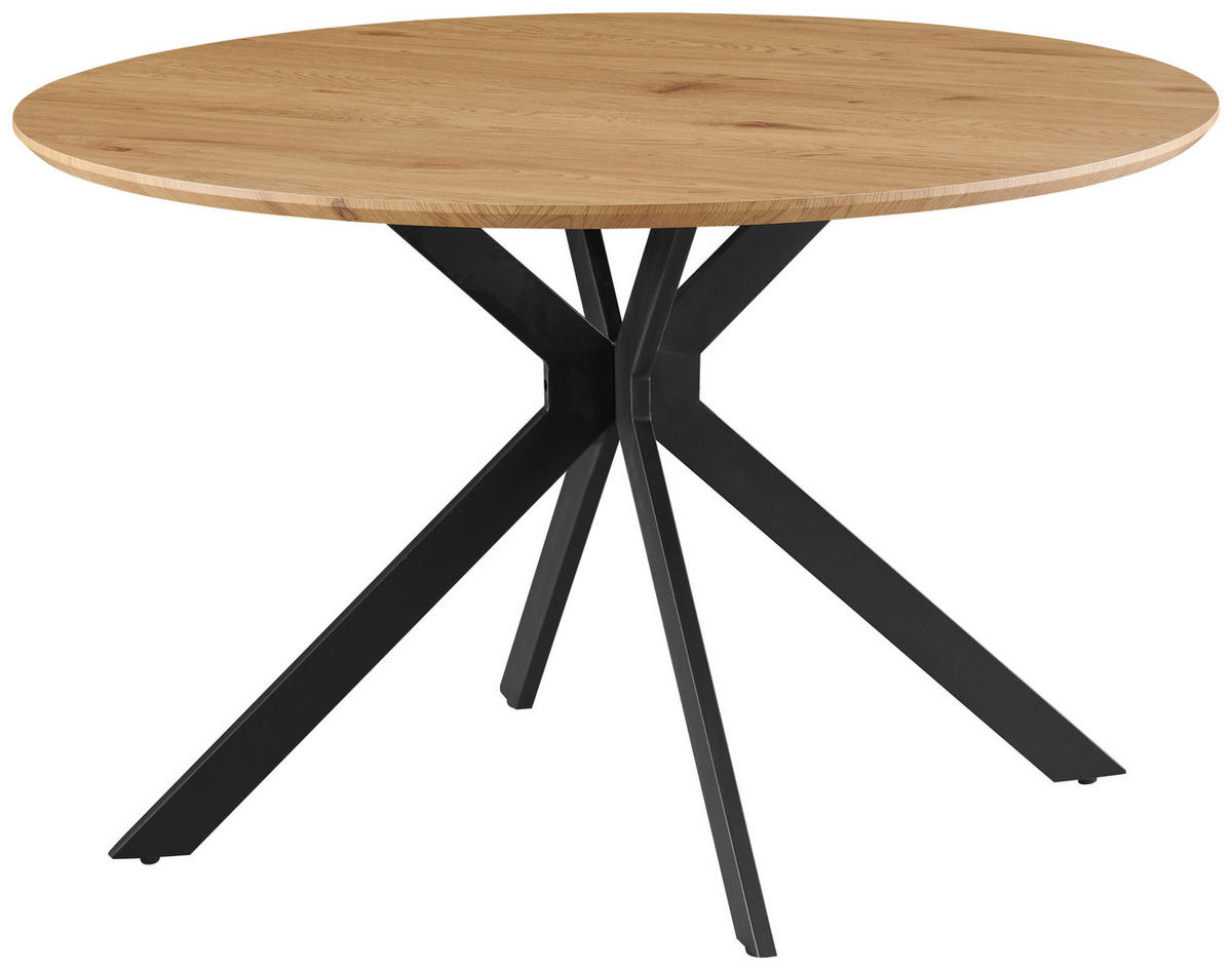 ESSTISCH in Metall, Holzwerkstoff  - Eichefarben/Schwarz, KONVENTIONELL, Holzwerkstoff/Metall (120/76/120cm) - MID.YOU