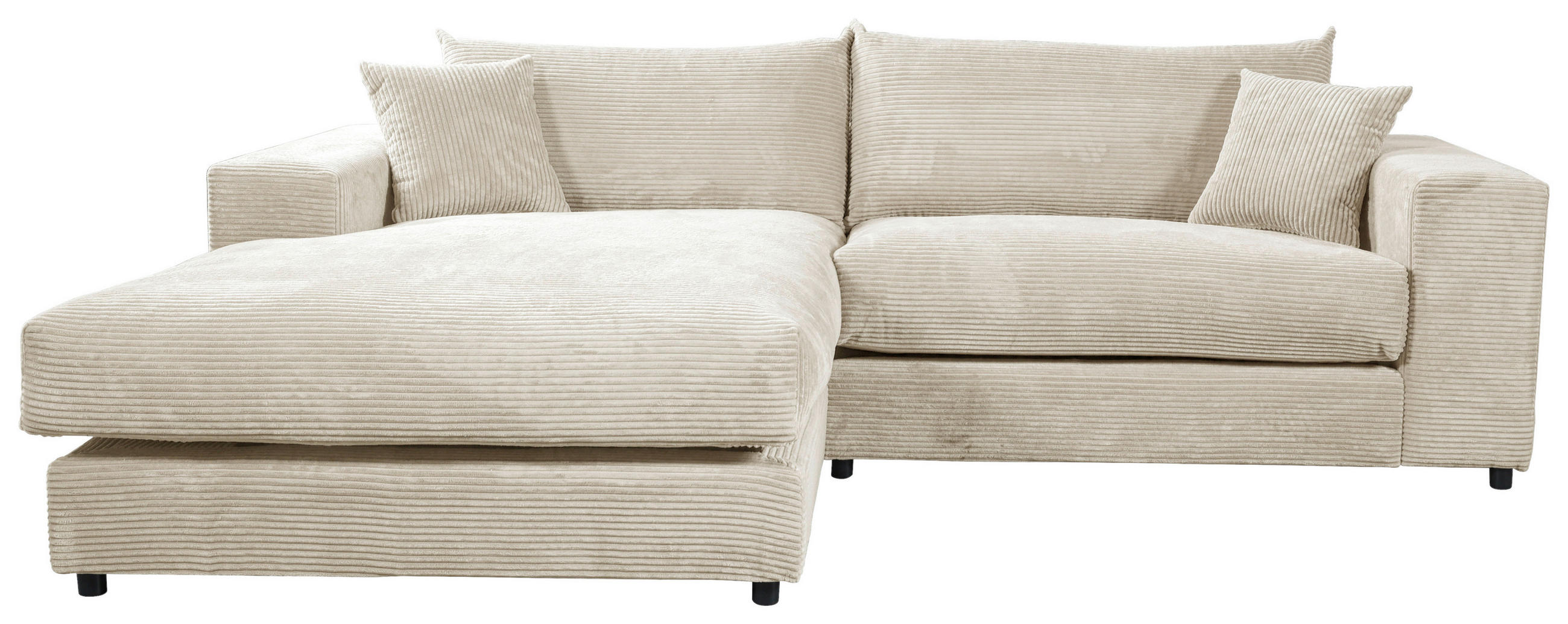 ECKSOFA FUNNY S Creme Cord, Velours  - Creme/Schwarz, Basics, Kunststoff/Textil (180/265cm) - Livetastic