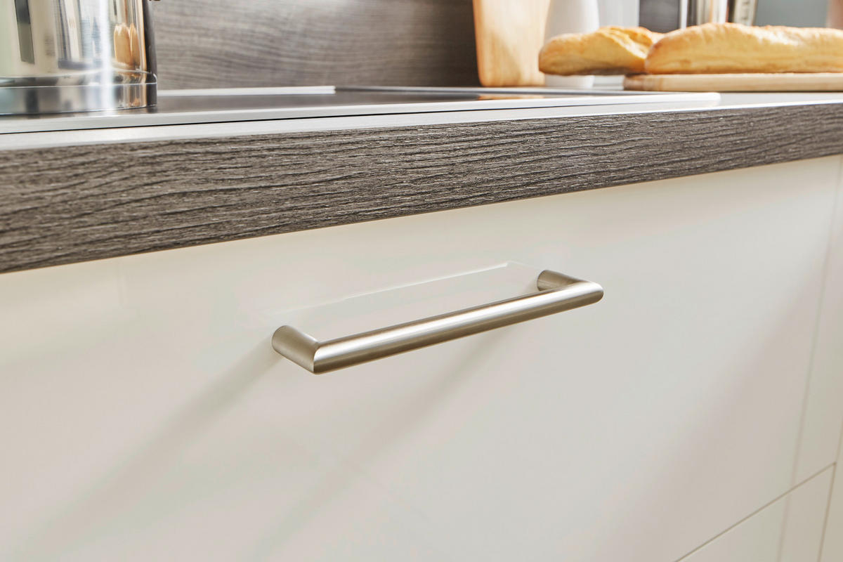 KÜCHENLEERBLOCK   in Eichefarben, Weiß Hochglanz  - Edelstahlfarben/Eichefarben, MODERN, Holzwerkstoff/Metall (305/255/185cm) - Welnova