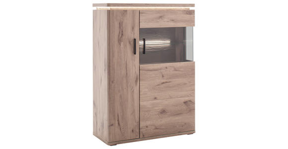 HIGHBOARD Eiche dunkel  90/124/38 cm  - Eiche dunkel/Anthrazit, KONVENTIONELL, Glas/Holzwerkstoff (90/124/38cm) - Cantus