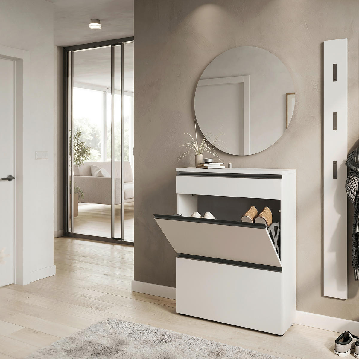 GARDEROBE 3-teilig  in 100/200/29 cm  - Beige, Design, Glas/Holzwerkstoff (100/200/29cm) - MID.YOU