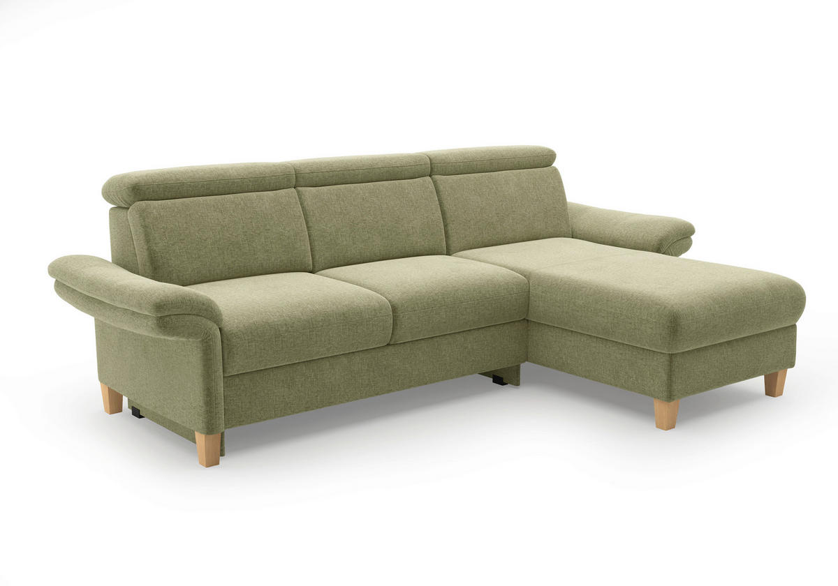 ECKSOFA GLENDALE E Hellgrün Flachgewebe  - Eichefarben/Hellgrün, KONVENTIONELL, Holz/Textil (253/166cm) - Sit & More