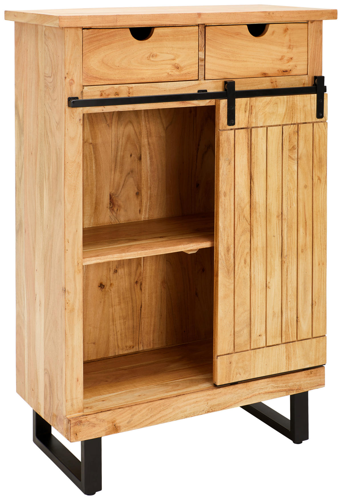 HIGHBOARD Juba  in 85/125/40 cm  - Schwarz/Naturfarben, Natur, Holz/Metall (85/125/40cm) - Livetastic