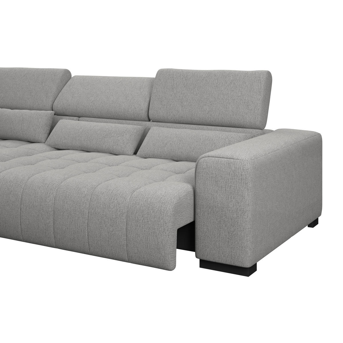 ECKSOFA Chenille, Struktur Dunkelgrau  - Dunkelgrau/Schwarz, Trend, Holz/Textil (226/311cm) - MID.YOU