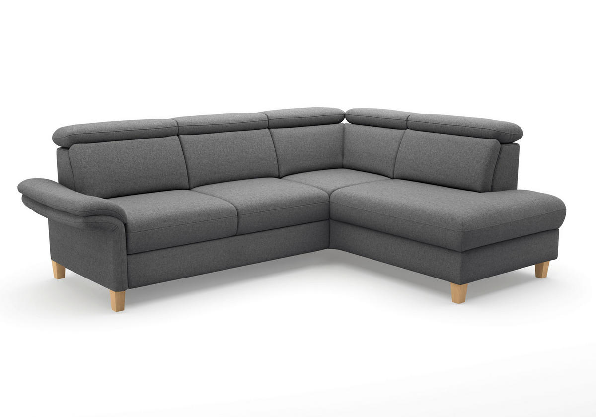 ECKSOFA Flachgewebe Dunkelgrau  - Eichefarben/Dunkelgrau, Konventionell, Holz/Textil (247/193cm) - Sit & More