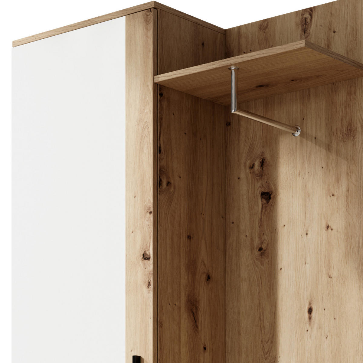 PREDSOBLJE  bijela, boje hrasta  - bijela/boje hrasta, Basics, drvni materijal (145/184/29cm)