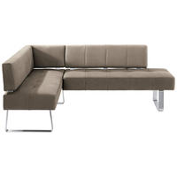 ECKBANK 165/227 cm Mikrofaser Edelstahlfarben, Sandfarben Metall   - Sandfarben/Edelstahlfarben, Design, Textil/Metall (165/227cm) - Moderano