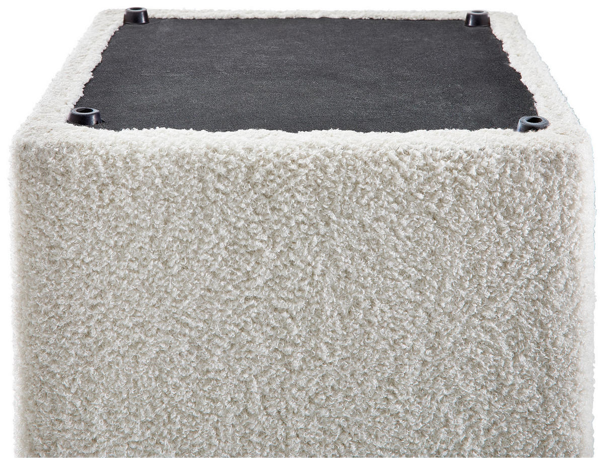 HOCKER Fleece, Bouclé, Teddystoff Weiß  - Schwarz/Weiß, MODERN, Kunststoff/Textil (40/40/40cm) - Novel