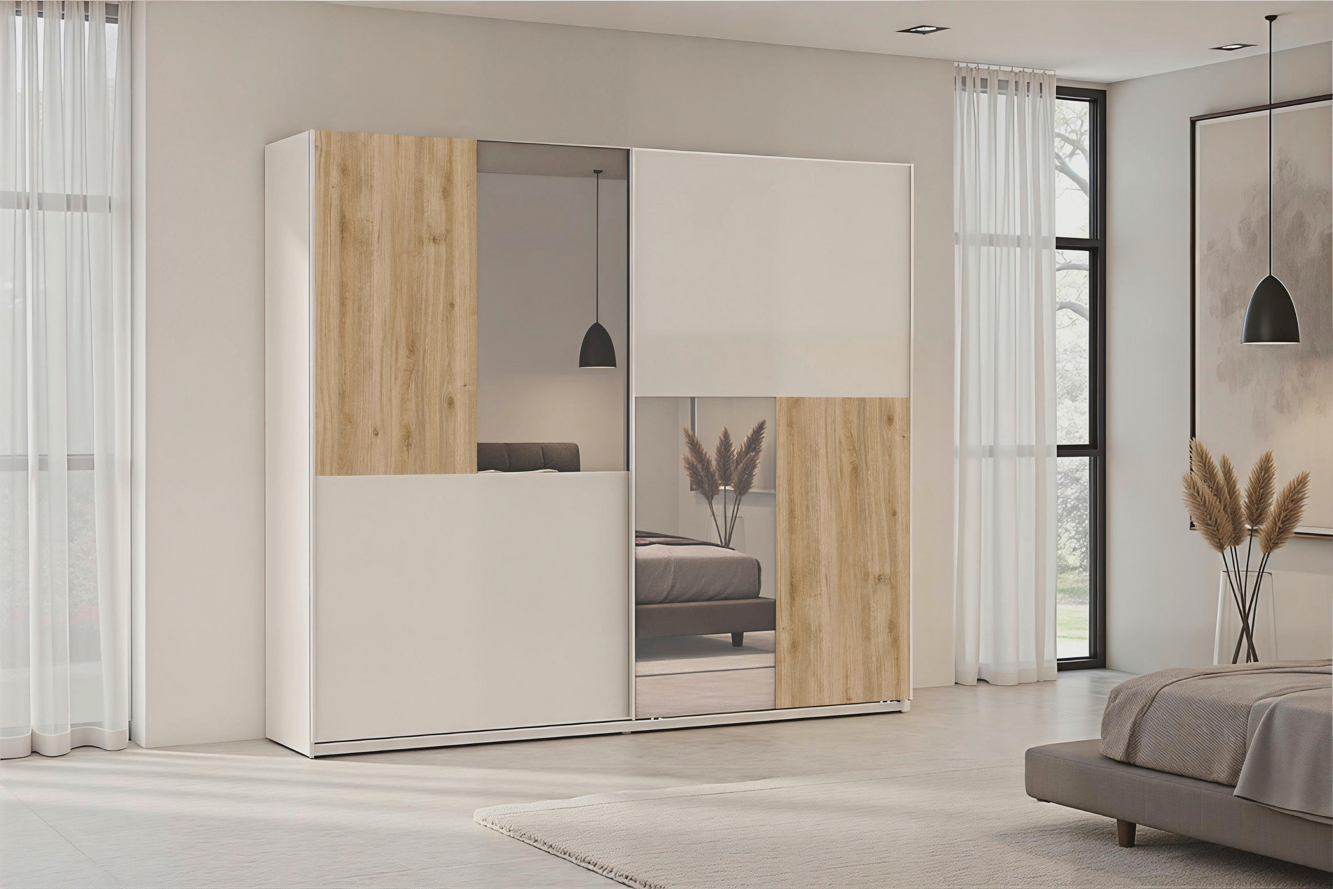 ORMAR S KLIZNIM VRATIMA boje hrasta, kašmir   - kašmir/boje hrasta, Moderno, drvni materijal/metal (275/240/59cm) - Hom`in