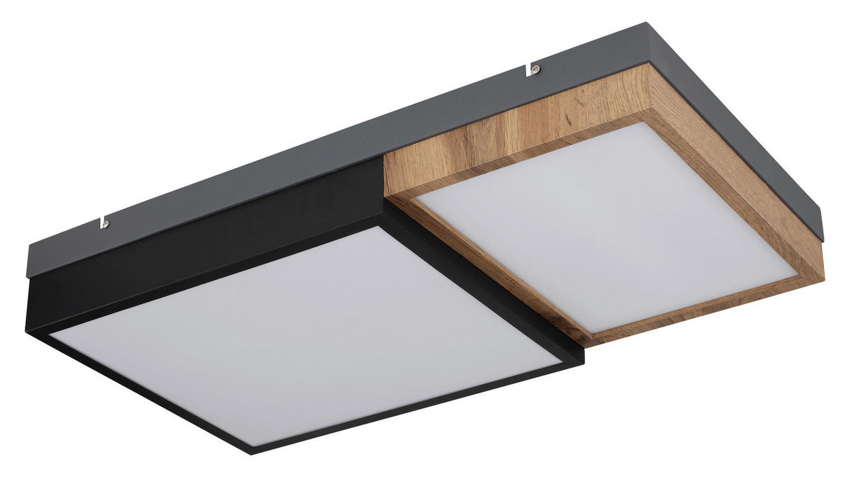 LED-DECKENLEUCHTE 30 W    65/35/9 cm  - Weiss/Opal, Natur, Holzwerkstoff/Kunststoff (65/35/9cm) - Globo