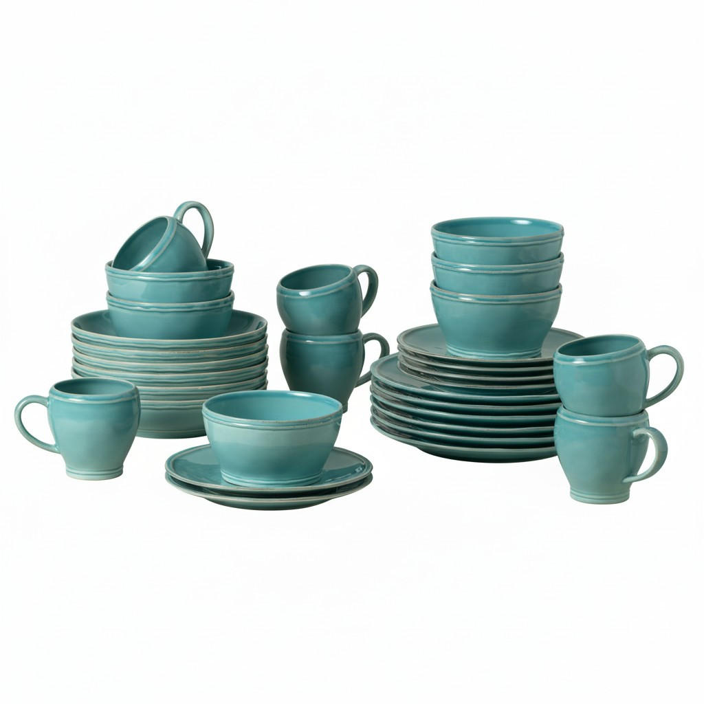 KOMBISERVICE Türkis FONTANA 30-teilig 6 Personen  - Türkis, Basics, Keramik - Costa Nova