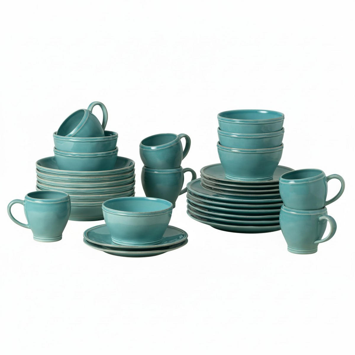 KOMBISERVICE Türkis FONTANA 30-teilig 6 Personen  - Türkis, Basics, Keramik - Costa Nova