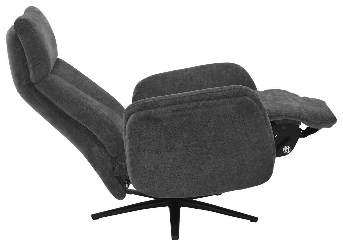 RELAXSESSEL Webstoff    - Graubraun/Schwarz, Design, Holz/Textil (75/109/84/148/84cm) - Livetastic