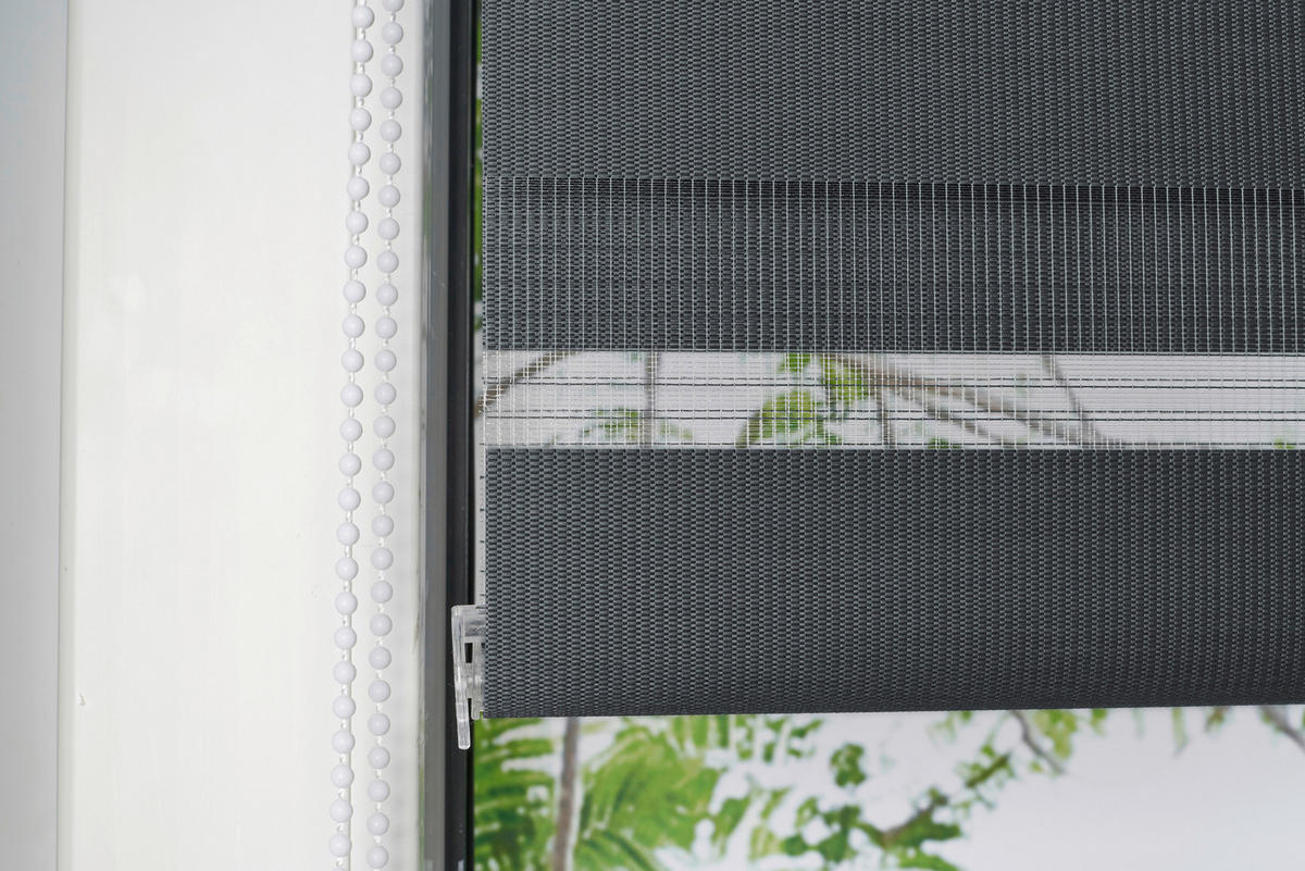 DOPPELROLLO  halbtransparent     - Grau, Basics, Textil (140/150/6cm) - Homeware
