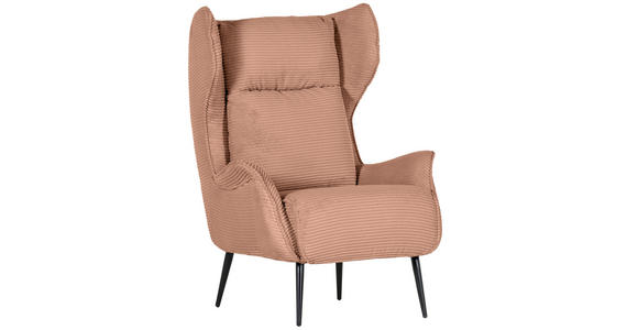 OHRENSESSEL Cord Altrosa  - Schwarz/Altrosa, Design, Textil/Metall (83/106/89cm) - Landscape