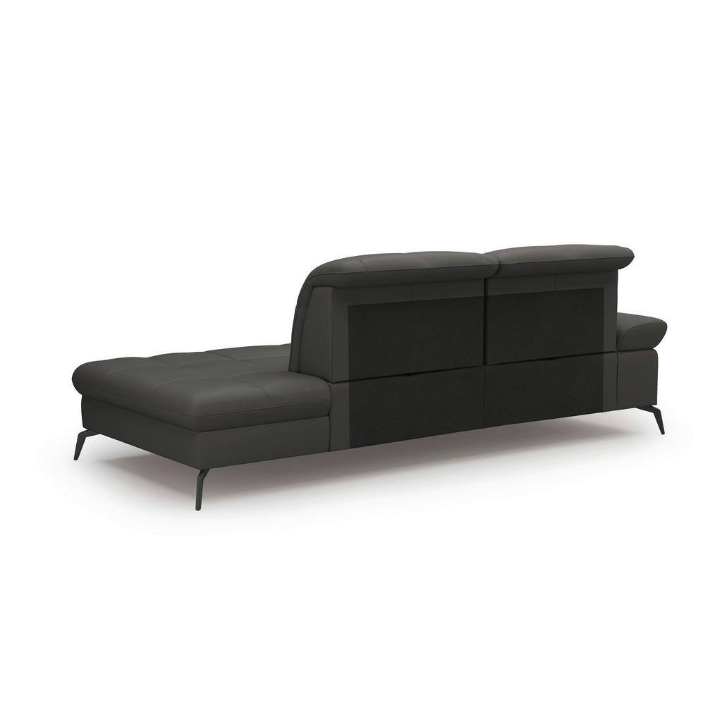 Thumbnail - Sit & More Récamiere, Anthrazit, Textil, Leder, Kombination Echtleder/Stoff, Nappaleder, 231x90x122 cm, Goldenes M, Made...