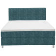 BOXSPRINGBETT 160/200 cm  in Blau  - Chromfarben/Blau, KONVENTIONELL, Kunststoff/Textil (160/200cm) - Voleo