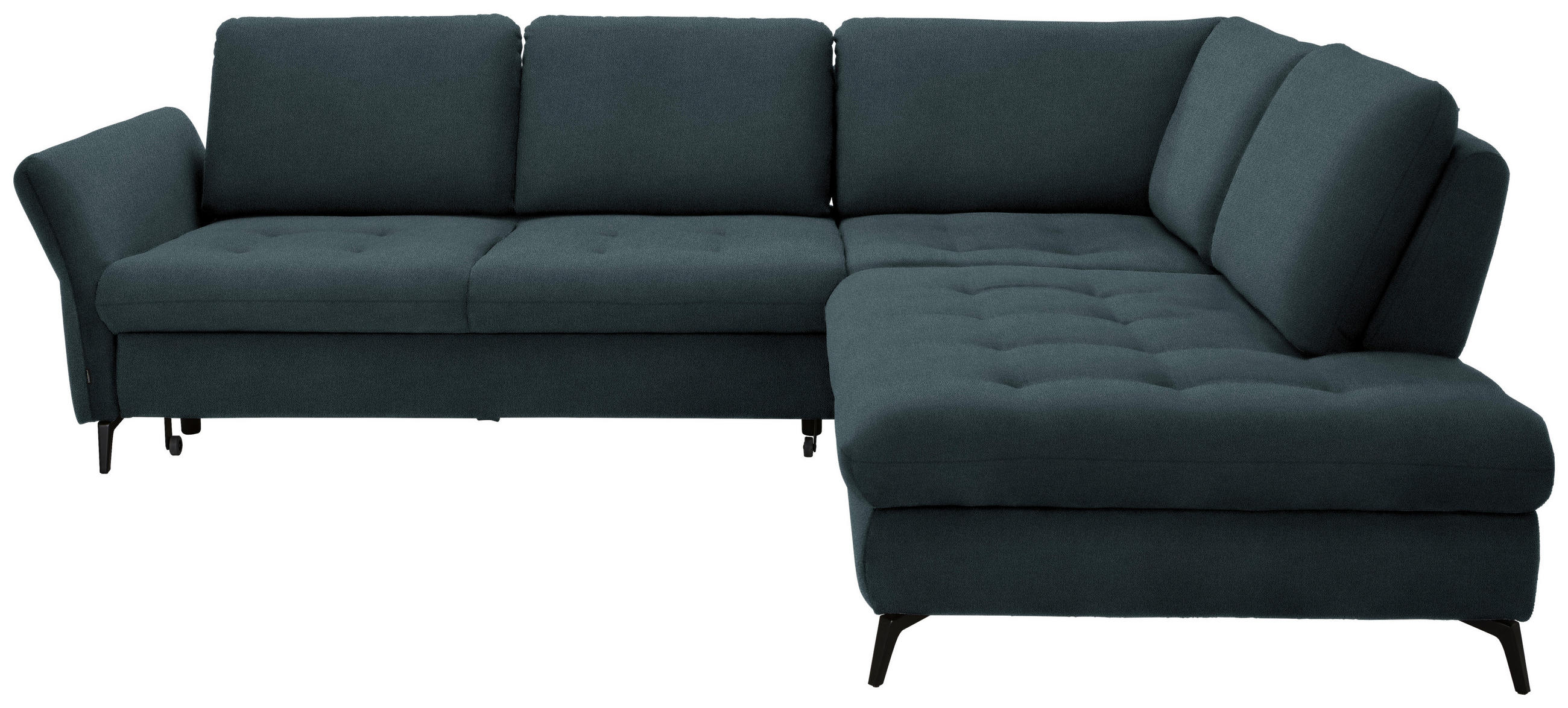 ECKSOFA Blau Flachgewebe  - Blau/Schwarz, Natur, Textil/Metall (288/233cm) - Valnatura
