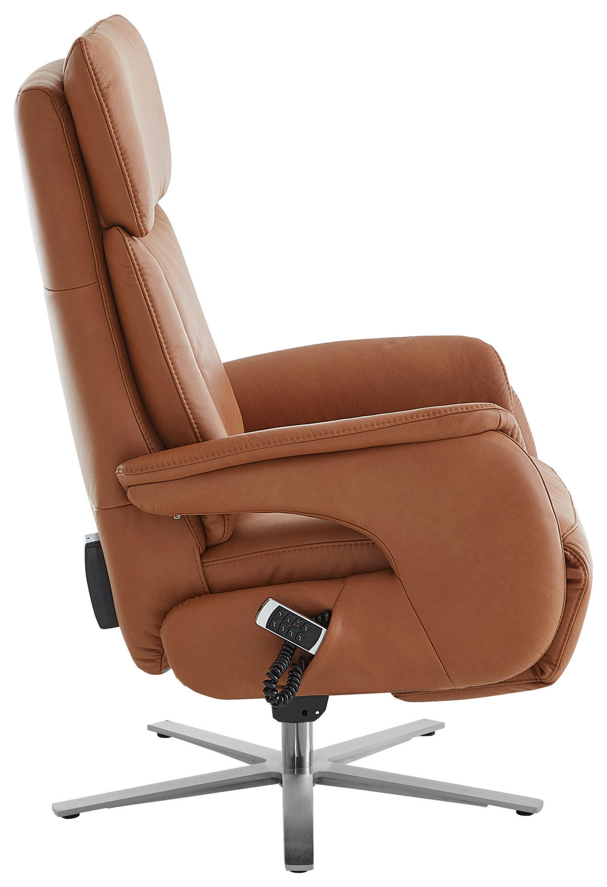 RELAXSESSEL in Leder Braun  - Edelstahlfarben/Braun, Design, Leder/Metall (70/124/85cm) - Cantus