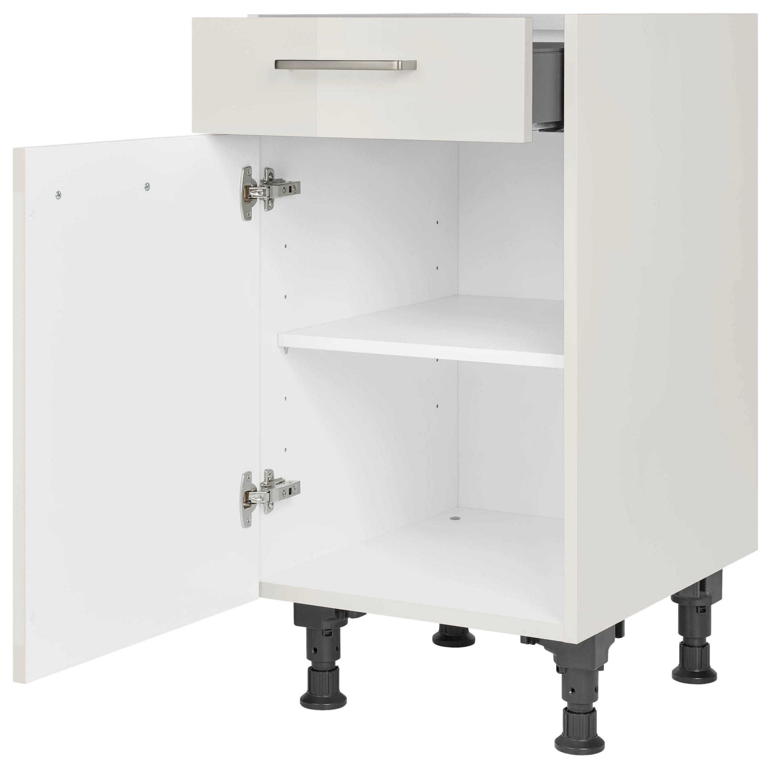 SCHUBKASTENUNTERSCHRANK 45/87/56 cm  in Hellgrau  - Edelstahlfarben/Hellgrau, MODERN, Holzwerkstoff/Metall (45/87/56cm) - Nobilia