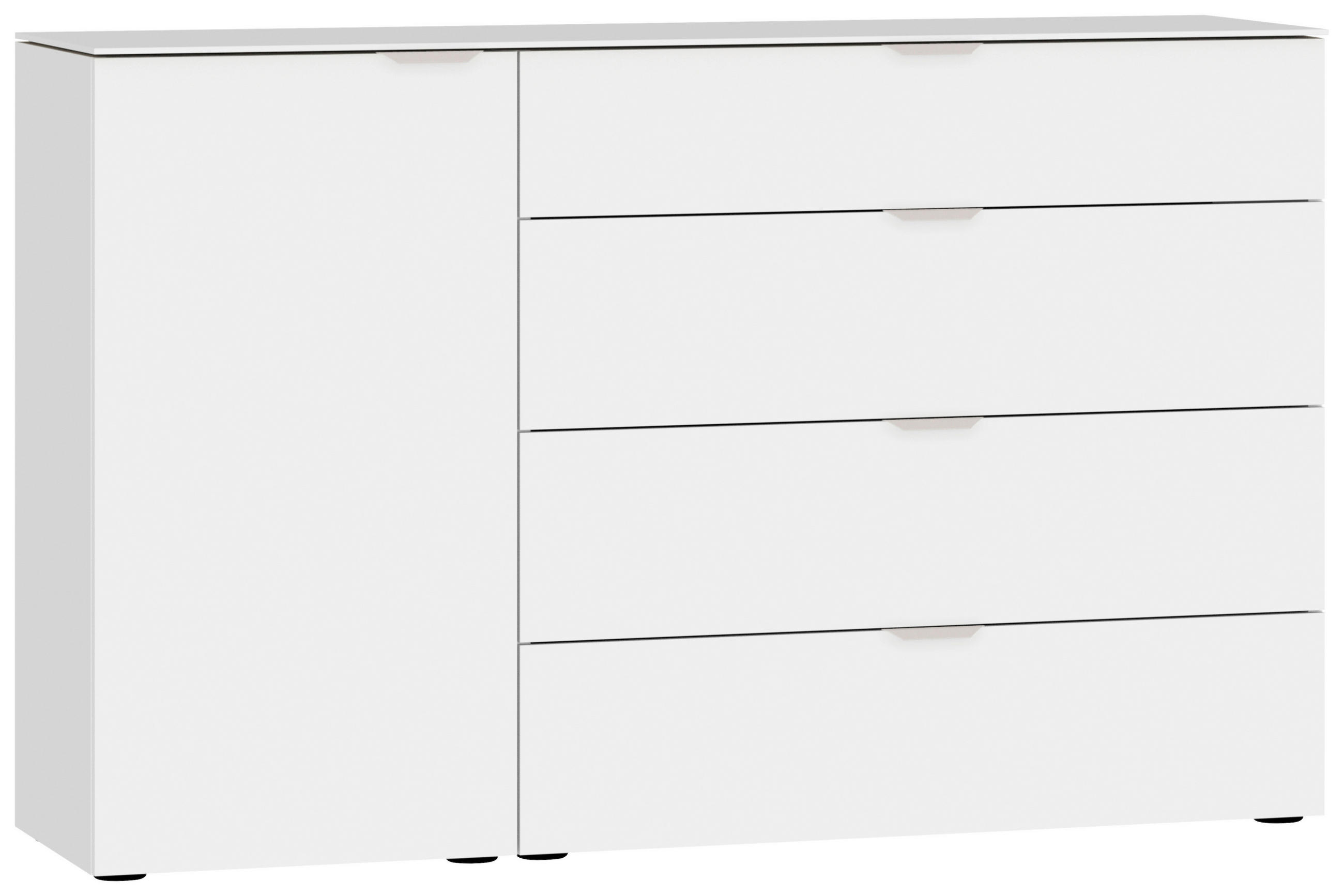 SIDEBOARD 135/87/43 cm  in Weiss  - Weiss/Edelstahlfarben, Design, Glas/Holzwerkstoff (135/87/43cm) - Jutzler