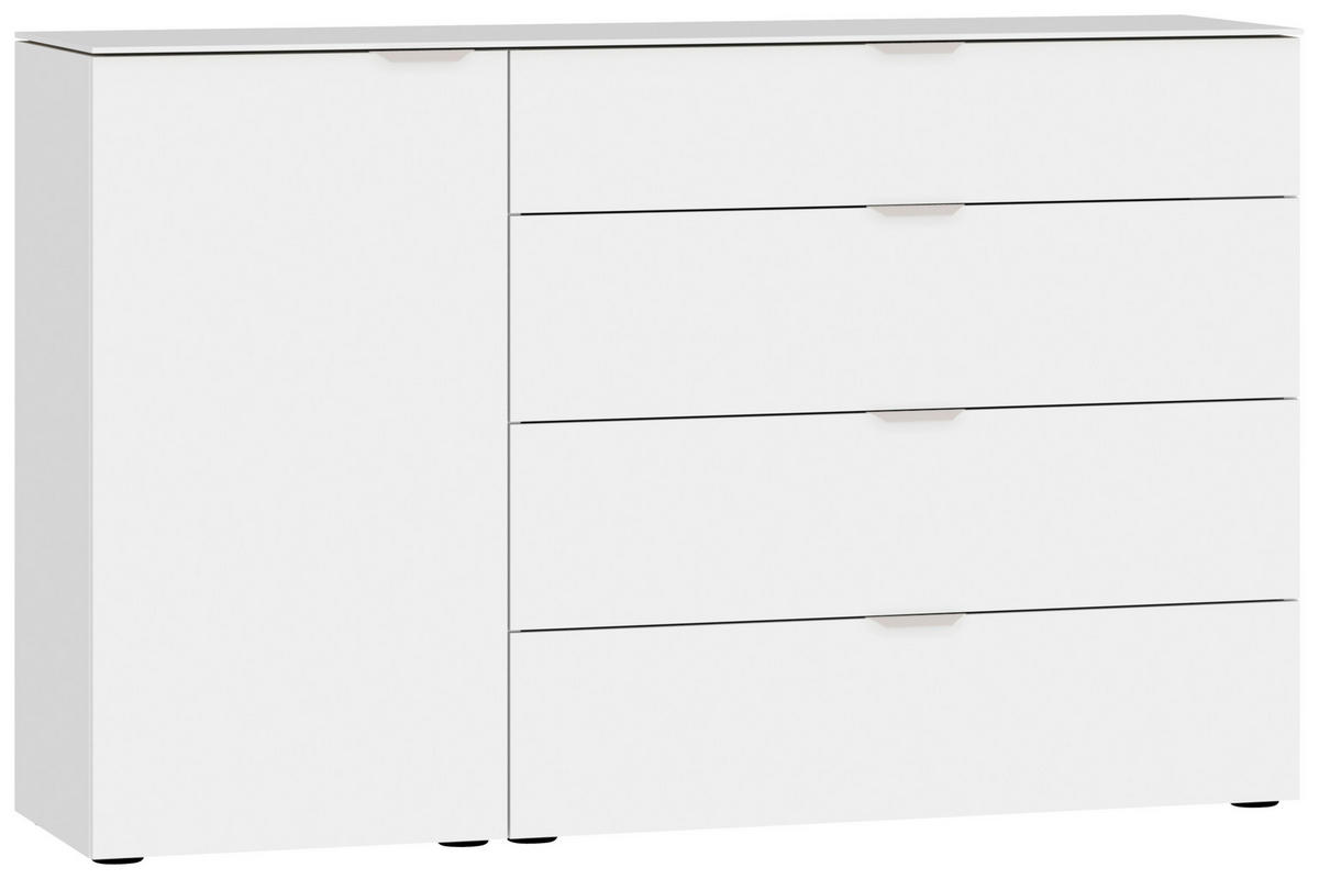 SIDEBOARD  in 135/87/43 cm  - Edelstahlfarben/Schwarz, Design, Glas/Holzwerkstoff (135/87/43cm) - Jutzler