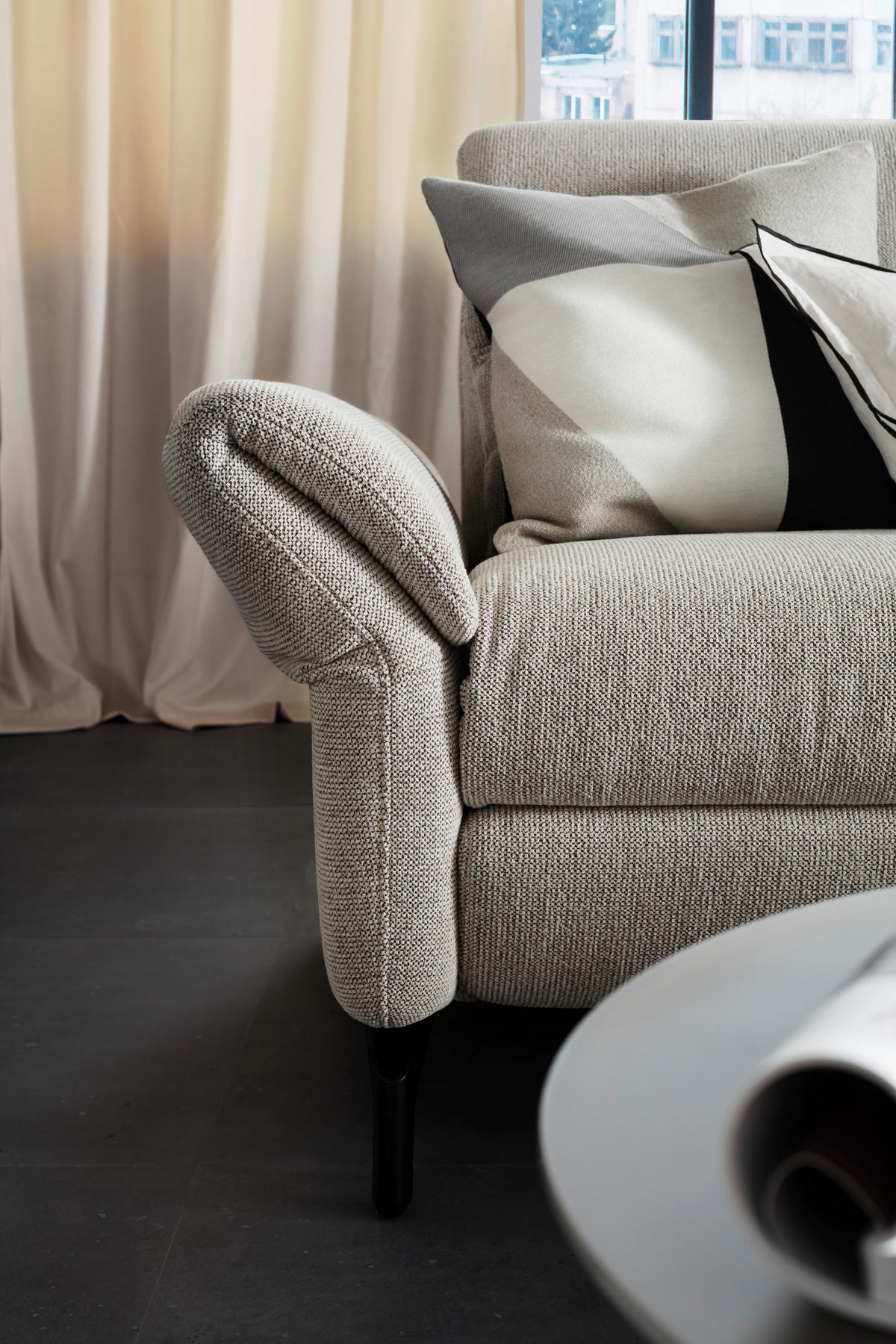 ECKSOFA Beige Chenille  - Beige/Schwarz, Design, Textil/Metall (299/187cm) - Schöner Wohnen