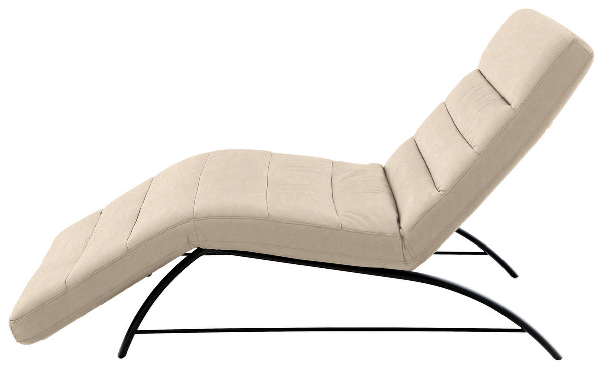 RELAXLIEGE in Mikrofaser Beige  - Beige/Schwarz, Design, Textil/Metall (95/91/170cm) - Chilliano