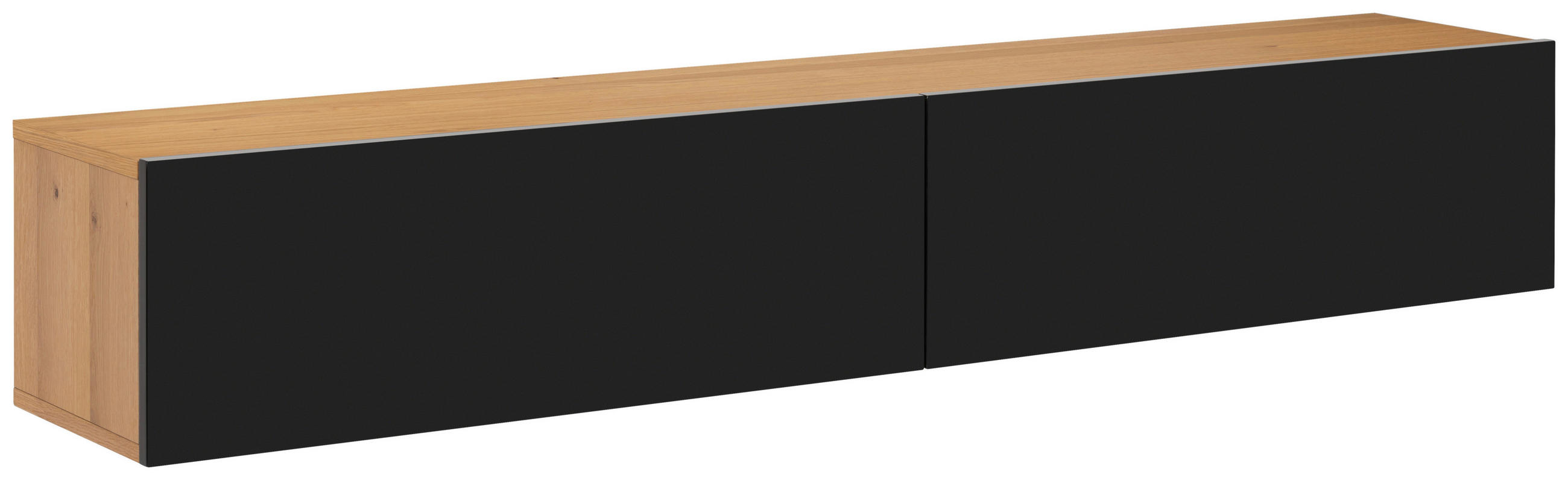 LOWBOARD  in  - Schwarz Hochglanz/Naturfarben, Design, Holz/Holzwerkstoff (180/33/30cm) - MID.YOU