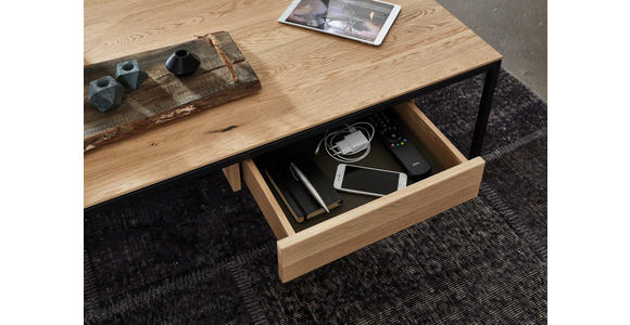 COUCHTISCH in Holz, Metall 125/75/43 cm  - Wildeiche/Schwarz, Design, Holz/Metall (125/75/43cm) - Dieter Knoll