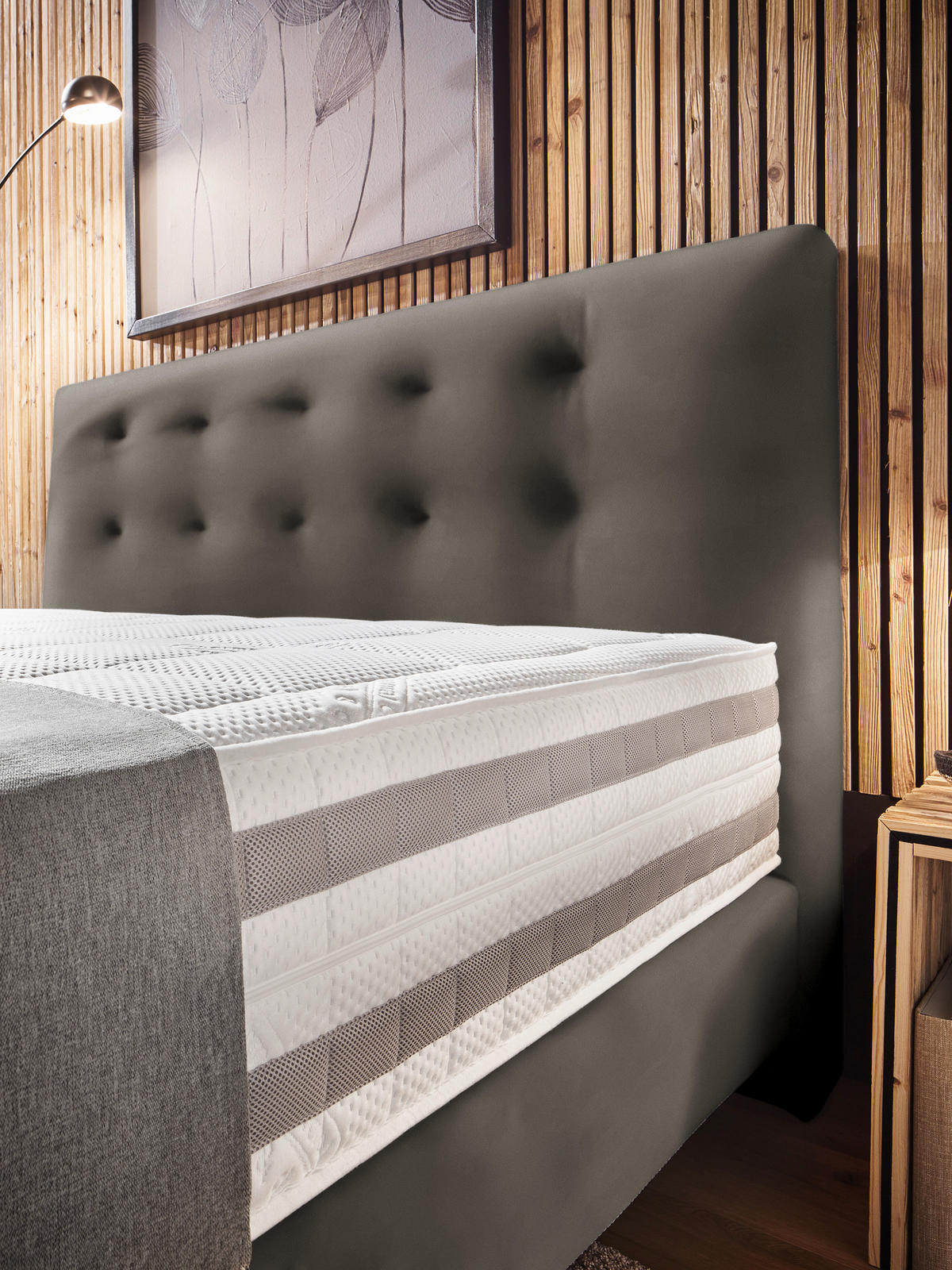 BOXSPRINGBETT 180/200 cm  in Taupe  - Taupe, KONVENTIONELL, Holz/Textil (180/200cm) - Dieter Knoll