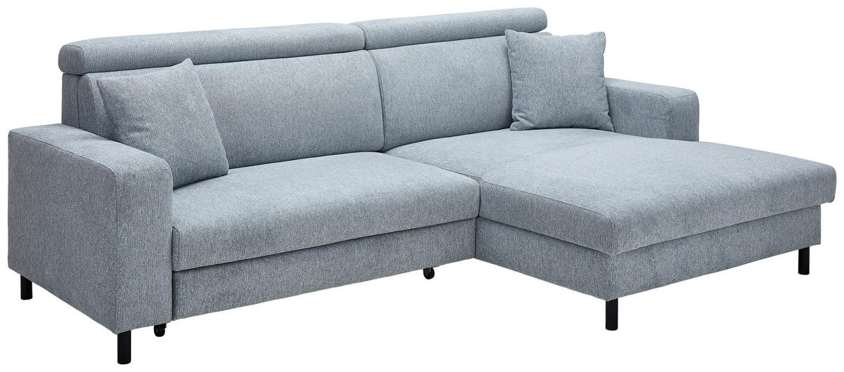 ECKSOFA in Flachgewebe Grau  - Schwarz/Grau, Design, Textil/Metall (262/166cm) - Livetastic