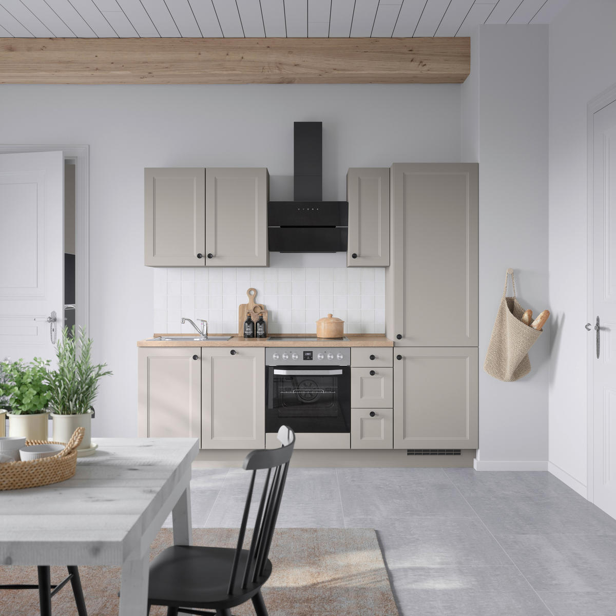 KÜCHENLEERBLOCK 240 cm   in Grau, Eiche dunkel  - Eiche dunkel/Schwarz, MODERN, Holzwerkstoff/Metall (240cm) - Nobilia