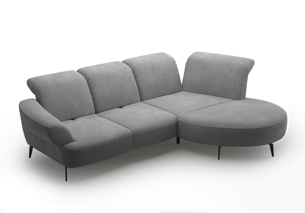 ECKSOFA in Flachgewebe Grau  - Schwarz/Grau, Modern, Textil/Metall (313/208cm) - Sit & More