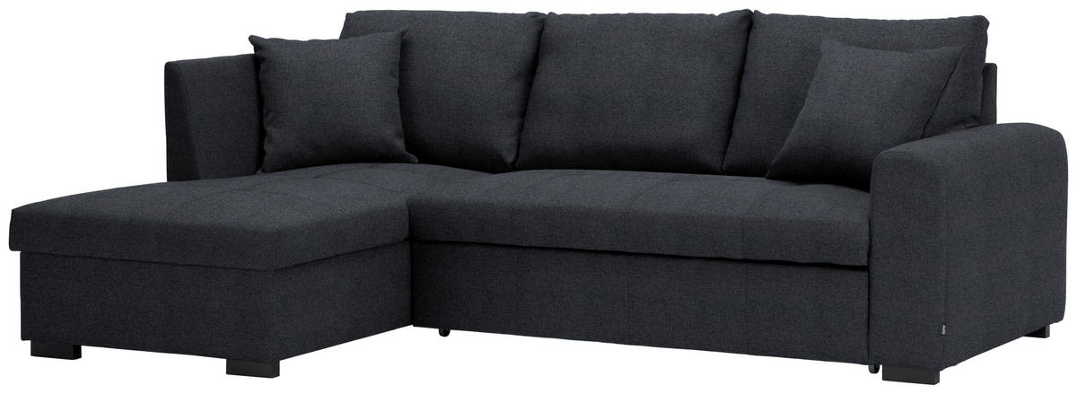 ECKSOFA in Webstoff Dunkelgrau  158/238 cm  - Dunkelgrau/Schwarz, Design, Kunststoff/Textil (158/238cm) - Xora