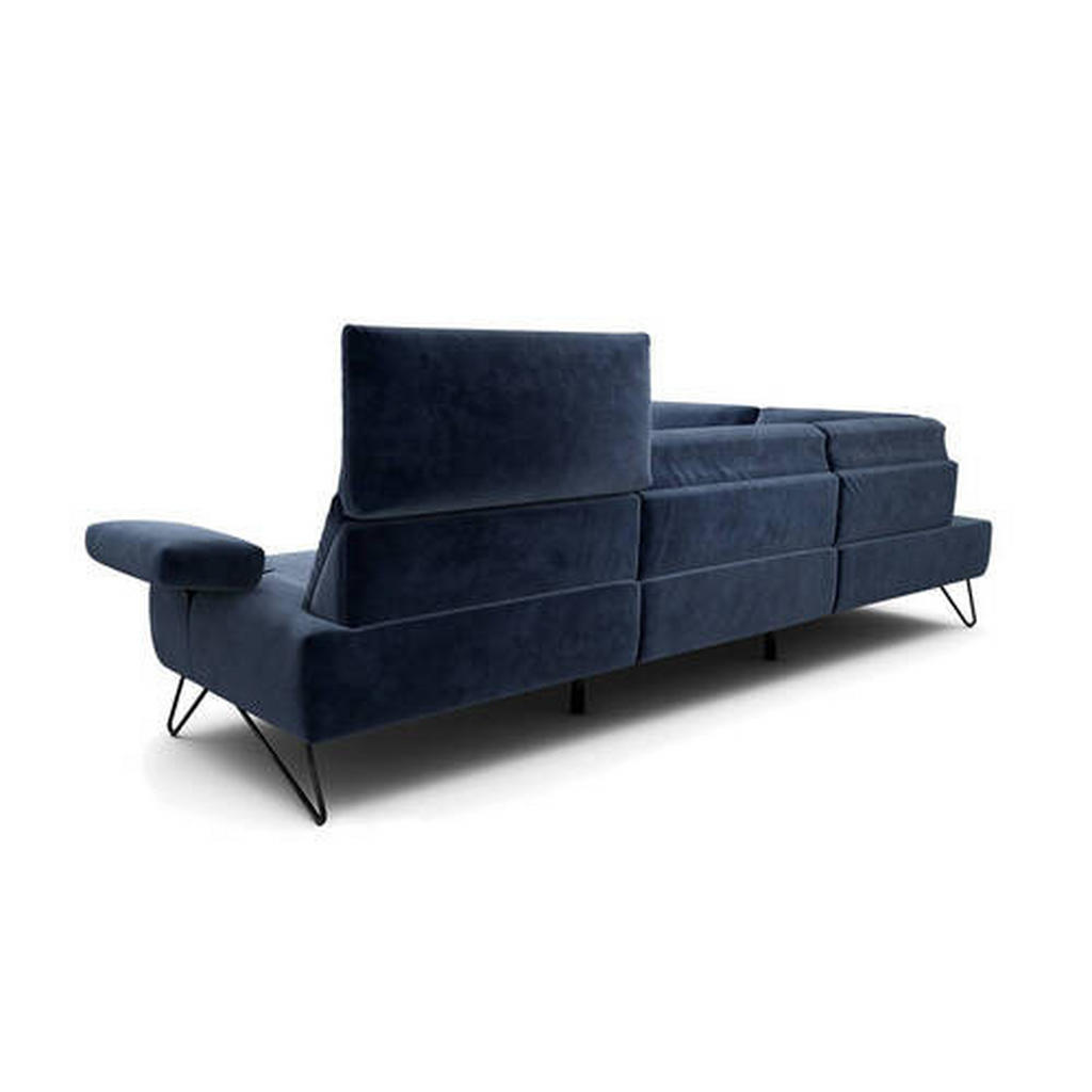 Thumbnail - Sensoo Ecksofa Cosy, Dunkelblau, Textil, 5-Sitzer, Ottomane links, L-Form, 288-303x213 cm, Stoffauswahl, Armteil links, ...