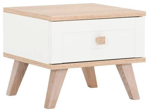 NACHTKÄSTCHEN in Weiß, Eichefarben  - Eichefarben/Weiß, Design, Holzwerkstoff (42/38/41cm) - Livetastic