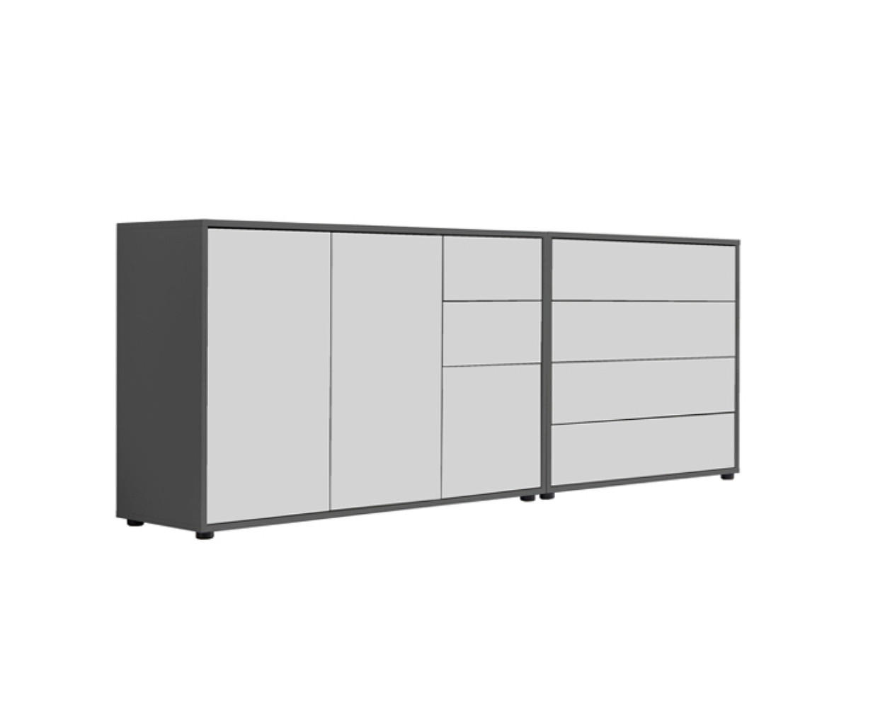 Mid.you Sideboard Anthrazit, Weiß 184.5x73x33 cm